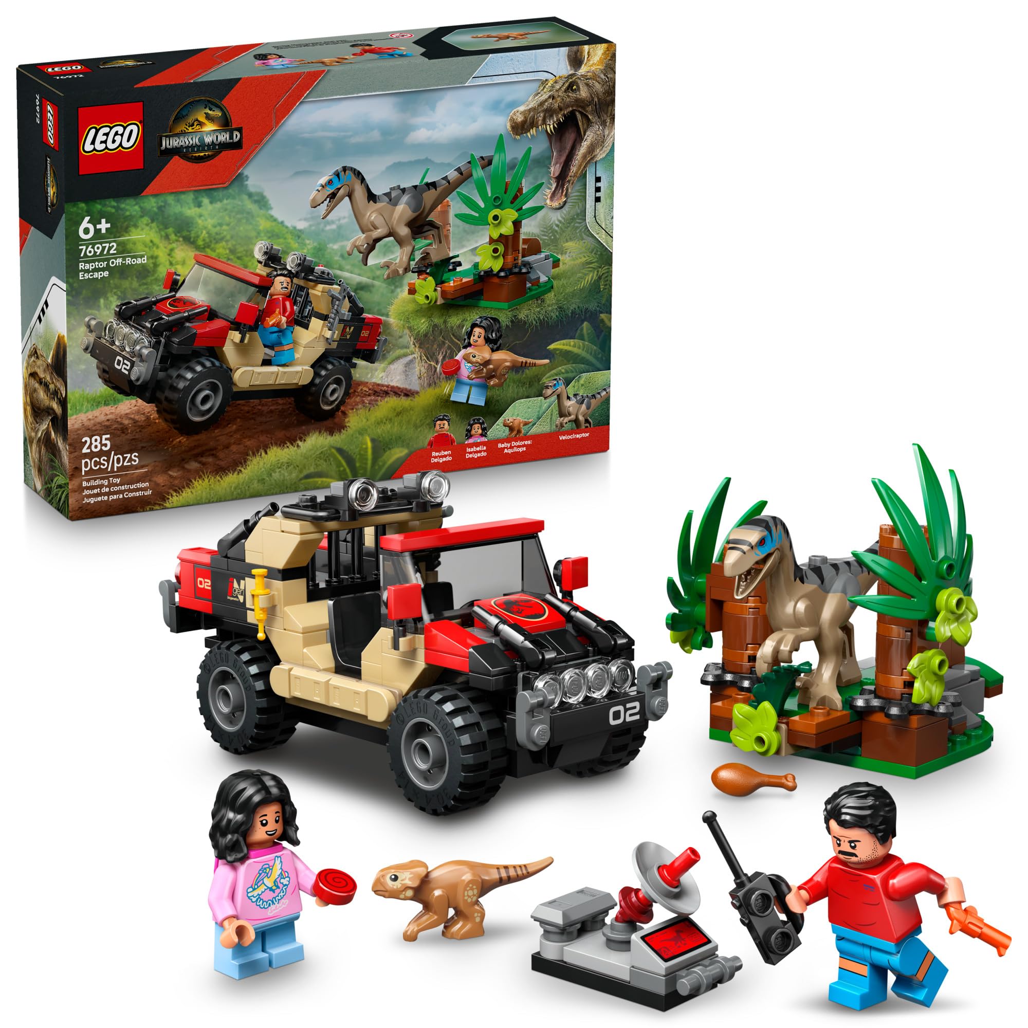 Duふぃ LEGO Jurassic World Raptor Off-Road Escape Dinosaur Toy - Building